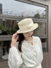 啄木鳥(niǎo)小帽檐法式平頂帽優(yōu)雅草帽女春夏時(shí)尚百搭禮帽草編遮陽(yáng)帽防曬帽子 米色 可調節(56-58c) 曬單實(shí)拍圖