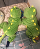 G.DUCKKIDS童裝兒童睡衣秋冬季男女童家居服小恐龍雙層加厚寶寶連體睡袋春秋 2371恐龍綠色【法蘭絨】 130 尺碼7~8歲【120-130cm】cm 曬單實(shí)拍圖