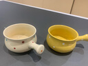 ezicok 陶瓷湯碗泡面碗波點(diǎn)手柄碗飯碗早餐碗湯面碗 情侶餐具 米色 曬單實(shí)拍圖