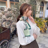 MAINLYKITTY真絲絲巾女士長(zhǎng)條桑蠶絲巾紗巾媽媽節(jié)日送女友老婆禮物 禮盒裝 綠色叢林 曬單實(shí)拍圖