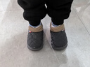 G.DUCKKIDS小黃鴨兒童棉拖鞋男童包跟秋冬季2025新款PU防水加絨保暖男女寶寶 繡花兔皮棉-灰色 24 -25碼內長(cháng)15cm 曬單實(shí)拍圖