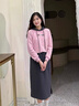 RUIQIUER撞色連帽衛衣連衣裙女春秋季新款女裝時(shí)尚休閑長(cháng)袖套裝裙子秋天 粉色 S 曬單實(shí)拍圖