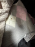多妙屋女童毛衣秋冬新款親子針織打底衫中大童時(shí)尚上衣兒童毛線(xiàn)衣冬裝 粉格紋 150cm 曬單實(shí)拍圖