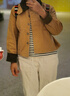 馬登巴恩風(fēng)美式工裝圣達菲夾克燈芯絨拼接帆布外翻領(lǐng)上衣秋季女 卡其色 S 曬單實(shí)拍圖