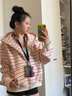 韓系chic慵懶風(fēng)寬松粉白條紋開(kāi)衫連帽衛衣女秋季2025新款休閑外套 粉色【春秋薄款】 M 曬單實(shí)拍圖