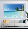 Dincmei頂創(chuàng  )美仿真假窗戶(hù)風(fēng)景畫(huà)墻貼自粘客廳房間臥室墻壁貼畫(huà)壁紙3d立體裝飾畫(huà) 07.海天一色 寬120cm-高80cm【整張】 自粘貼畫(huà)【背面帶膠】 曬單實(shí)拍圖