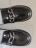 达芙妮（DAPHNE）单鞋女皮鞋2023夏季新款学生英伦风乐福鞋软底粗跟一脚蹬工作 黑色 跟高5cm 38 标准码 实拍图