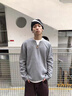 杉努（SHANNU）衛衣男秋季寬松cleanfit假兩件青少年休閑裝V領(lǐng)長(cháng)袖T恤打底衫衣服 HT25764灰色 XL 曬單實(shí)拍圖