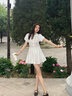 GARNUO白色連衣裙子女夏季法式氣質(zhì)小個(gè)子學(xué)院風(fēng)收腰初戀小白裙短裙套裝 白色【裙子+短褲】 S 【80-100斤】 曬單實(shí)拍圖