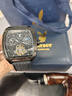 花花公子（PLAYBOY）品牌手表男全自動(dòng)機械表夜光鏤空酒桶形高檔男士手表生日禮物 升級版|全黑黑帶|終身保 曬單實(shí)拍圖