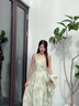 佰藍嬌新中式國風(fēng)吊帶連衣裙女2025夏季新款氣質(zhì)碎花長(cháng)裙子夏天兩件套裝 綠色 M 曬單實(shí)拍圖