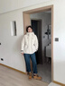 高梵風殼【楊冪同款】鵝絨服4.0五分黑金羽絨服女短款收腰顯瘦外套冬 皦玉白 S （80-100斤  飛天鵝絨117g） 曬單實拍圖