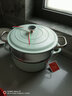 鐵工房琺瑯鑄鐵雙層蒸鍋不銹鋼蒸籠三層家用不粘搪瓷燉鍋煮粥鍋琺瑯鍋 碧梨綠(內白)+304蒸籠 3層 26cm 曬單實(shí)拍圖