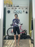 捷酷春夏款脈韻女士長(cháng)袖騎行服薄款修身高彈透氣速干騎行上衣 藍紫色 S 曬單實(shí)拍圖