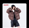 鴨鴨（YAYA）羽絨服女短款2025冬季新款國風(fēng)連帽舒適寬松鴨絨保暖外套XH 黑色-YE4B603025L L 165/88A 曬單實(shí)拍圖