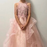 漢佺女童10歲生日公主蓬蓬裙小眾輕奢高端花童禮服兒童主持人鋼琴演奏 淺粉色 140 適合體重60-65斤 曬單實(shí)拍圖