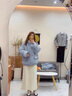 韓璐嬌（hanlujiao）羽絨棉服女短款2024新款韓系減齡甜美寬松牛角扣棉衣面包服外套潮 淺藍(lán)色 M 曬單實(shí)拍圖