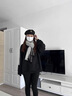 旅峰棉麻圍巾日系文藝清新百搭撞色褶皺條紋長(cháng)款男女通用春秋披肩圍脖 黑灰色【190*80cm】 曬單實(shí)拍圖