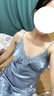 雅鹿睡衣女夏季吊裙中長(cháng)仿仿真絲性感胸墊連衣裙蕾絲韓版寬松大碼家居 101吊裙灰藍色帶胸墊) XL 曬單實(shí)拍圖