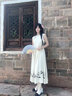 Mandy Zhang法式醋酸緞刺繡白色無(wú)袖連衣裙女夏季氣質(zhì)長(cháng)款背心裙子 香草臻白 S 160/84A 曬單實(shí)拍圖