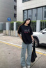 森馬（Semir）2025新款洋氣刺繡休閑直筒牛仔褲女大碼春夏胖妹妹遮肉顯瘦闊腿褲 藍色 M 80-100 曬單實拍圖