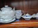 富玉景德鎮(zhèn)高顏值青花瓷玲瓏餐具套裝高級(jí)感喬遷家用輕奢陶瓷碗碟 萬壽蓮套裝（釉下彩） 58頭 曬單實(shí)拍圖