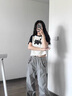 妙奕嘉短袖女正肩新款夏季潮辣妹短款上衣修身插肩小個(gè)子t恤顯瘦半袖 模糊貓黑肩短袖 M 【建議 90-100斤】 曬單實(shí)拍圖