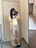 趣米樂(lè )美式vibe風(fēng)微喇牛仔褲女春秋季小個(gè)子高腰窄版直筒工裝休閑褲子女 卡其色 M 【建議90-110斤】 曬單實(shí)拍圖