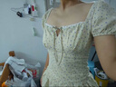 UR2025春季新款女甜美波嬉風(fēng)碎花拼接花邊連衣裙UYY750035 米黃印花 M 曬單實(shí)拍圖