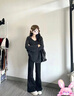 棠暖微喇叭褲女加絨加厚秋冬女褲高腰顯瘦潮流瑜伽褲新款休閑運動衛(wèi)褲 冬季加絨-黑色小個子款 M 95-110斤 曬單實拍圖