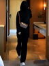 瑪嬌媚（Majiaomei）衛(wèi)衣女休閑運(yùn)動(dòng)套裝女2025年春秋新款女裝韓版寬松顯瘦連帽上衣女 9708黑色（拉鏈） XL 曬單實(shí)拍圖