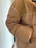 森馬（Semir）棉服女拼接寬松棉衣復古時尚2024冬季新款毛絨連帽面包服潮流 黃色調00333 160/84A/M 曬單實拍圖