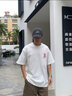 BJHG不計后果 夏季重磅純棉五分袖男生潮牌基礎(chǔ)款體恤情侶裝T恤半袖女 奶昔白 L 曬單實拍圖