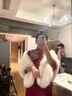 蜜凡蘇女士大毛領(lǐng)斗篷婚紗披肩秋冬季外套加厚結(jié)婚伴娘禮服旗袍 白色(全毛款)-內(nèi)里加絨 曬單實拍圖