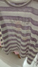 妖精的口袋條紋印花長(cháng)袖t恤女2025年夏季新款松弛感休閑薄款罩衫 土壤條紋白紫色 L 曬單實(shí)拍圖