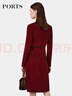 PORTS寶姿女裝秋季新款優(yōu)雅酒紅色V領(lǐng)束腰連衣裙 赤霞珠紅 XXS (0) 曬單實(shí)拍圖
