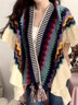 辣妹物語(yǔ)針織民族風(fēng)披肩女外搭川西旅游穿搭斗篷披風(fēng)大西北西藏多功能鏤空 藍紫色 均碼 曬單實(shí)拍圖