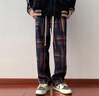EJOT蘇格蘭格子褲男oversize直筒褲子ins高街潮牌高級(jí)休閑褲男 紅色[優(yōu)質(zhì)格子  雙口袋長(zhǎng)褲] XL 建議130到145斤 曬單實(shí)拍圖