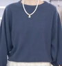 科蒙.博卡秋冬圓領(lǐng)蝙蝠袖羊絨衫女純色寬松休閑針織毛衣 黛色 110/XL 曬單實(shí)拍圖
