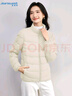 真維斯（Jeanswest）羽絨服女輕薄短款冬季立領(lǐng)修身保暖顯瘦加絨外套女米白XL 曬單實(shí)拍圖