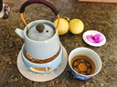 韻化溫茶爐陶瓷茶杯暖茶爐蠟燭加熱底座小火爐溫水保溫提梁壺圍爐 哥窯藍-圓溫茶爐墊片蠟匙+提梁壺 曬單實(shí)拍圖