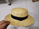 色彩熊權志龍同款法式草帽細麥稈平頂帽子海邊百搭遮陽(yáng)春夏季顯臉小禮帽 黑色草帽 曬單實(shí)拍圖