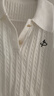 尚都比拉簡(jiǎn)約針織衫女夏季POLO領(lǐng)撞色字母刺繡軟糯純棉上衣 白色 M  曬單實(shí)拍圖