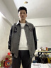 駱森馳（LUOSENCHI）歐美潮牌vintage扎染翻領棒球服男女春秋季皮拼接情侶夾克外套 磨砂灰+【春秋刺繡雙層免洗外套 XL 曬單實拍圖