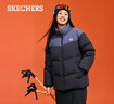 斯凱奇（Skechers）冬季面包羽絨服男女同款潮流立領(lǐng)短款保暖外套 碳黑/0018 M 曬單實(shí)拍圖