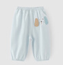乖奇熊男女童寶寶純棉防蚊褲夏季兒童外出休閑長(cháng)褲子薄款嬰兒束腳運動(dòng)褲 夏日藍 80 曬單實(shí)拍圖