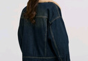 森馬（Semir）牛仔外套女拼接仿兔毛翻領(lǐng)寬松港風(fēng)冬季落肩夾棉夾克103724108001 曬單實(shí)拍圖
