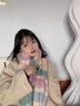 廣月藍(lán)毛球拉毛保暖多巴胺圍巾女士秋冬2024新款軟糯防寒披肩圍脖 藍(lán)紫粉色 220*40cm 曬單實(shí)拍圖