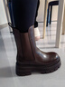 天美意女靴厚底百搭短靴一腳蹬潮流女切爾西靴新款KQX17DZ5 棕色 36 曬單實(shí)拍圖