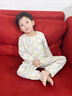 蕉內301H兒童睡衣男女童純棉家居服套裝透氣大童寶寶長(cháng)袖不悶汗春秋季 灰綠葉子 110 曬單實(shí)拍圖